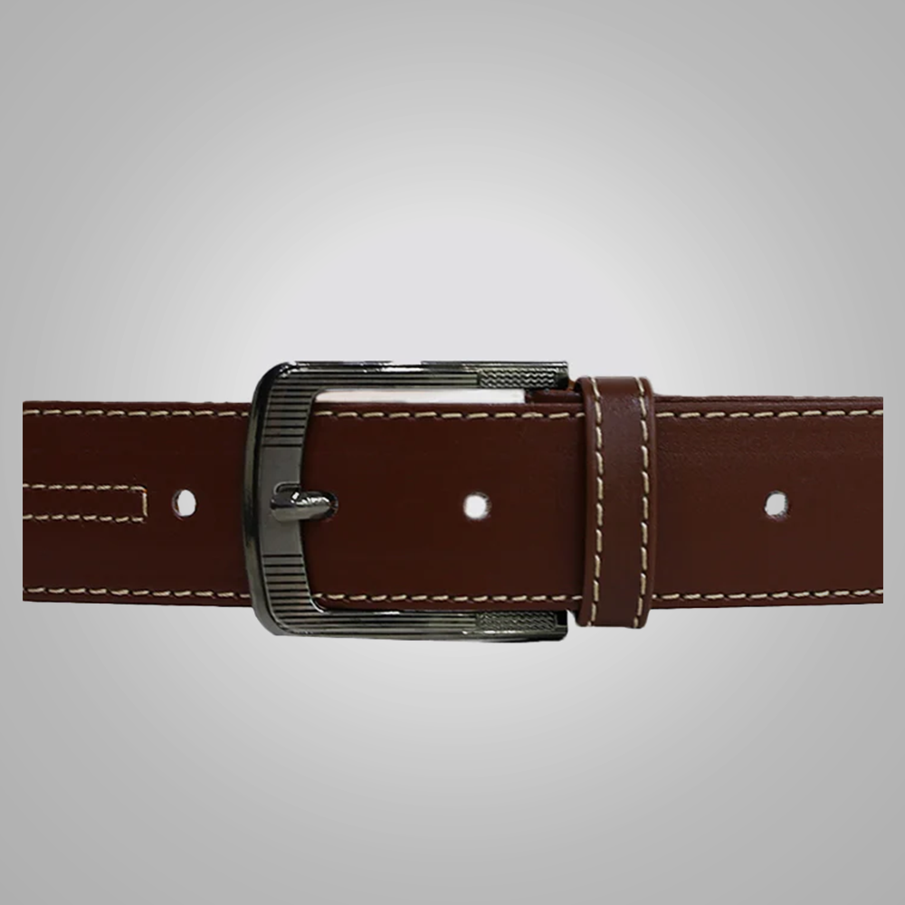 brown cowhide leather belt side angle