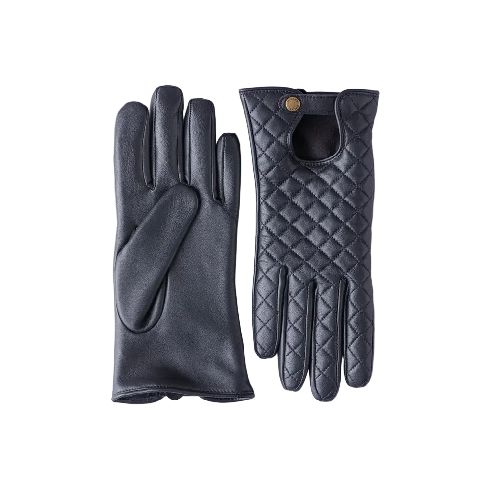 women’s black lambskin leather gloves front view