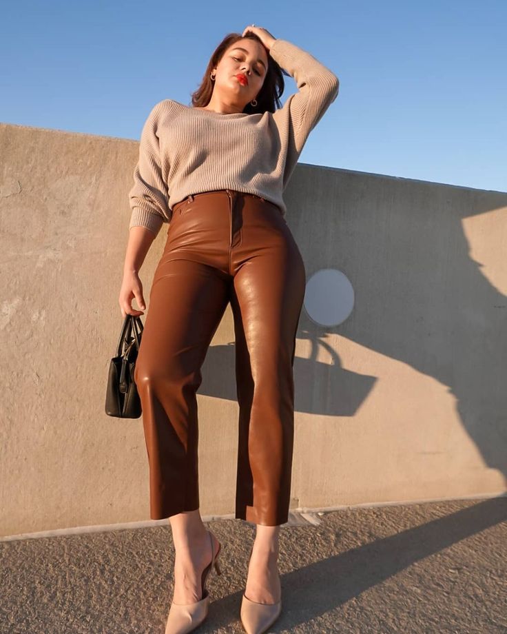 Women’s leather pants with a sleek fit and premium modern styling