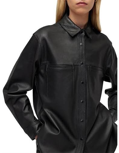 Women’s leather shirt with a clean button-up design and premium modern styling