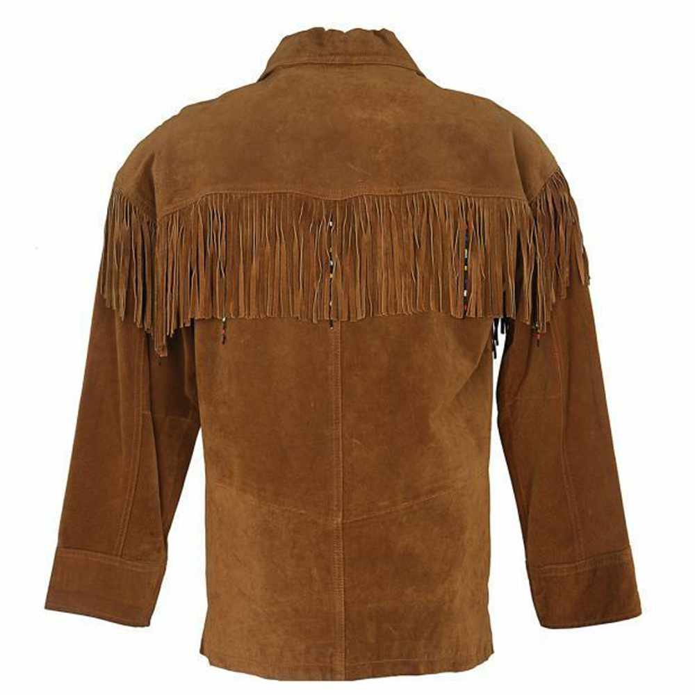 Native American Buffalo Skin Suede Leather Fringe Western Shirt Jacket - AMSEL LEATHERS