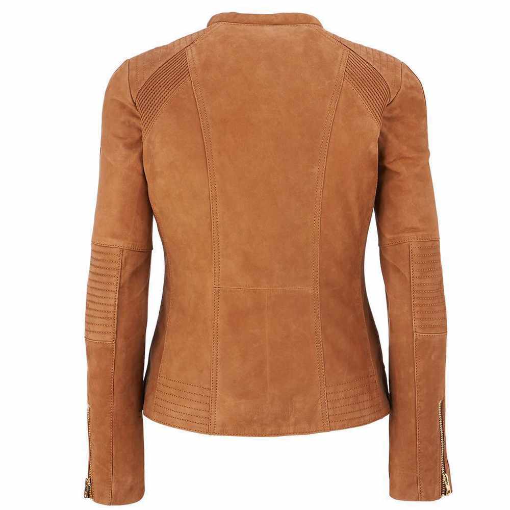 Brown Suede Leather Slim Fit Fashion Jacket Women - AMSEL LEATHERS