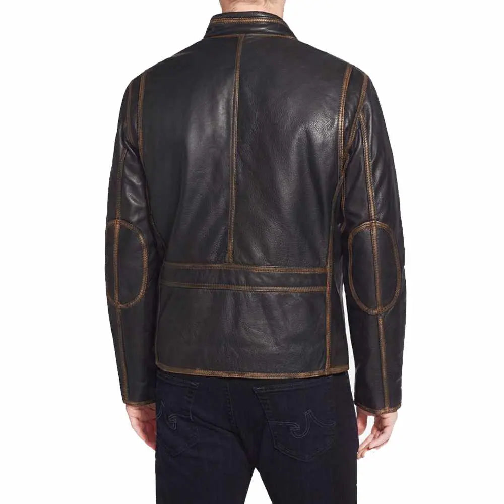 Men Slim Fit Bomber Vintage Leather Jacket Amsel Leathers