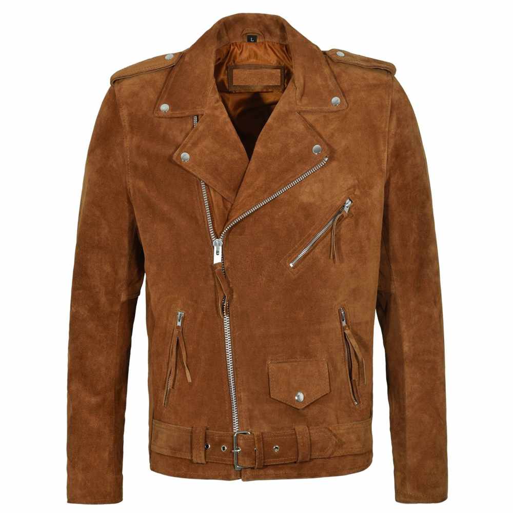 Native American Brown Suede Leather Biker Fringes Jacket - AMSEL LEATHERS