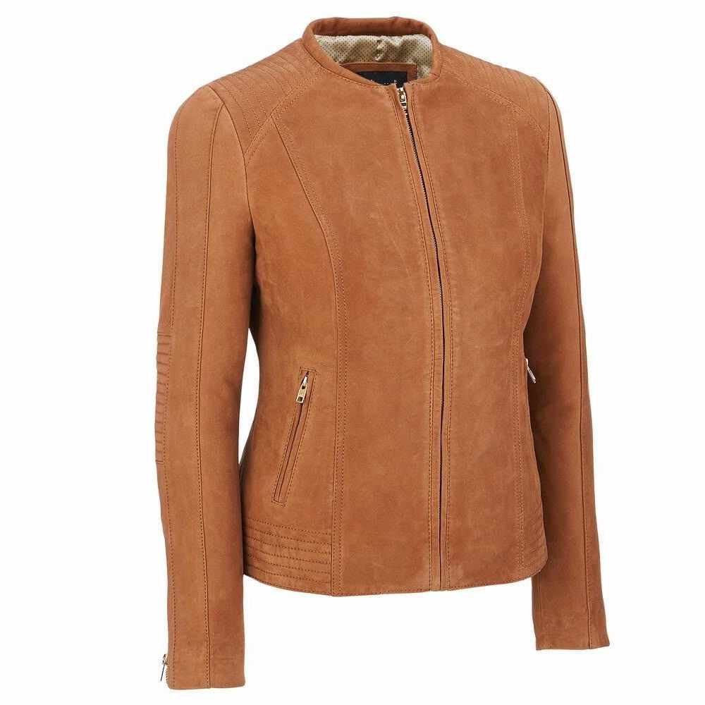 Brown Suede Leather Slim Fit Fashion Jacket Women - AMSEL LEATHERS