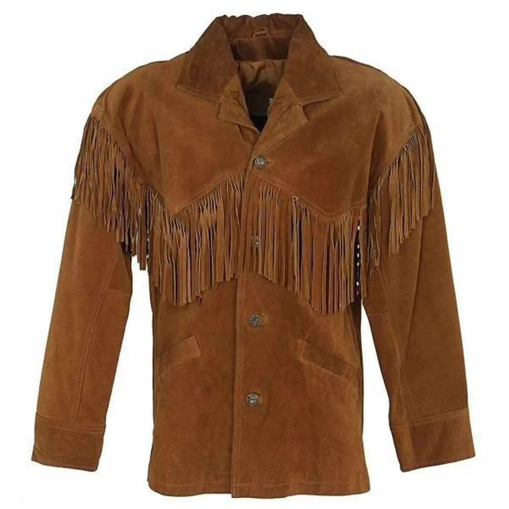 Native American Buffalo Skin Suede Leather Fringe Western Shirt Jacket - AMSEL LEATHERS