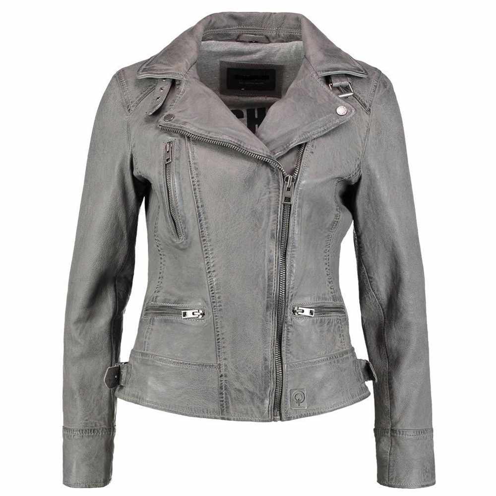 Elegant Stylish Gray Motorcycle Fashion Leather Jacket Women - AMSEL LEATHERS