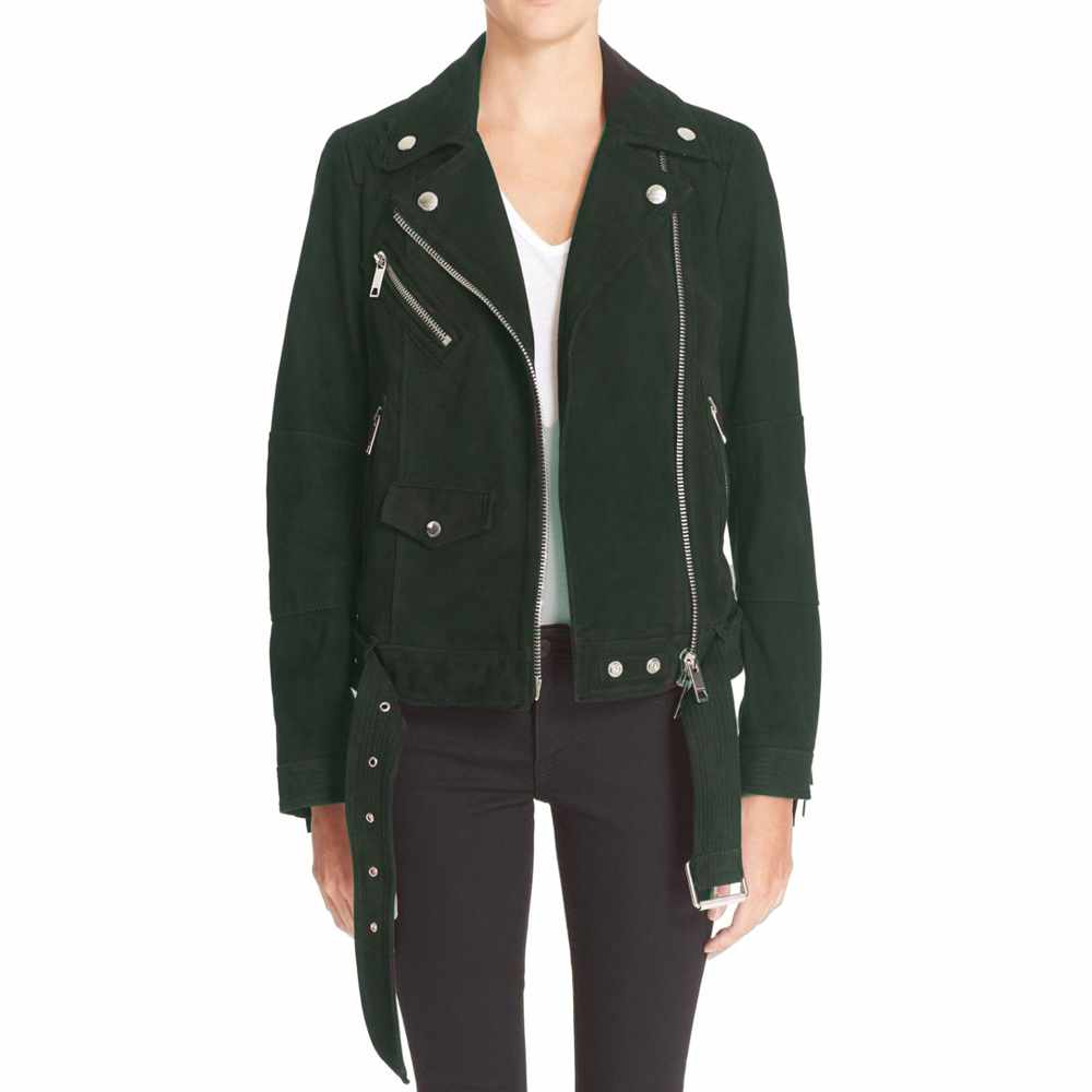 Women Nebbuk Leather Biker Fashion Jacket - AMSEL LEATHERS