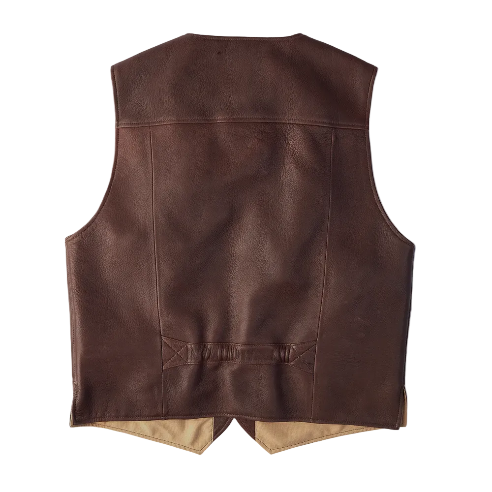 men's brown leather vest lucien side angle
