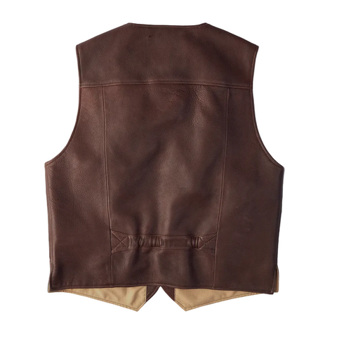 men's brown leather vest lucien side angle