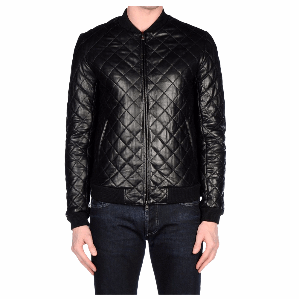 Black Slim Fit Fashion Leather Jacket Mens - AMSEL LEATHERS