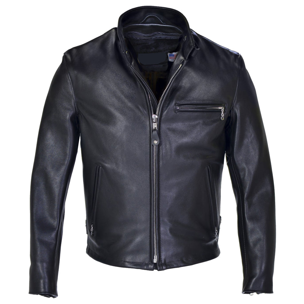 Men Classic Racer Leather Motorcycle Jacket Plain - AMSEL LEATHERS