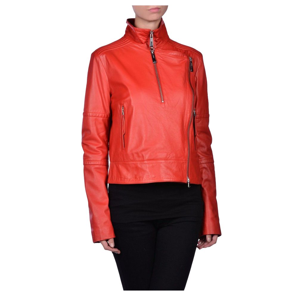 Women Red Slim Fit Fashion Leather Jacket - AMSEL LEATHERS