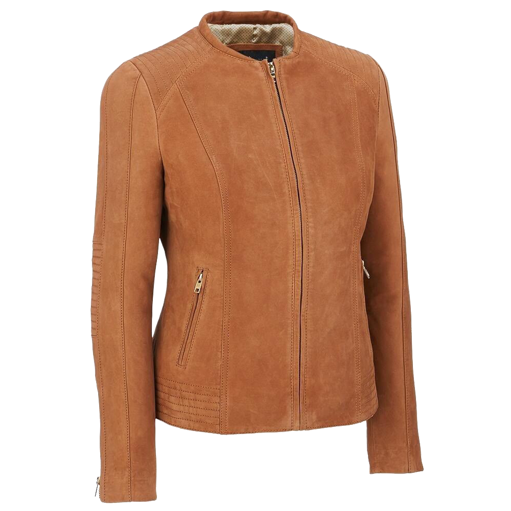 WOMEN'S GENUINE LAMBSKIN SUEDE MOTORCYCLE JACKET - AMSEL LEATHERS