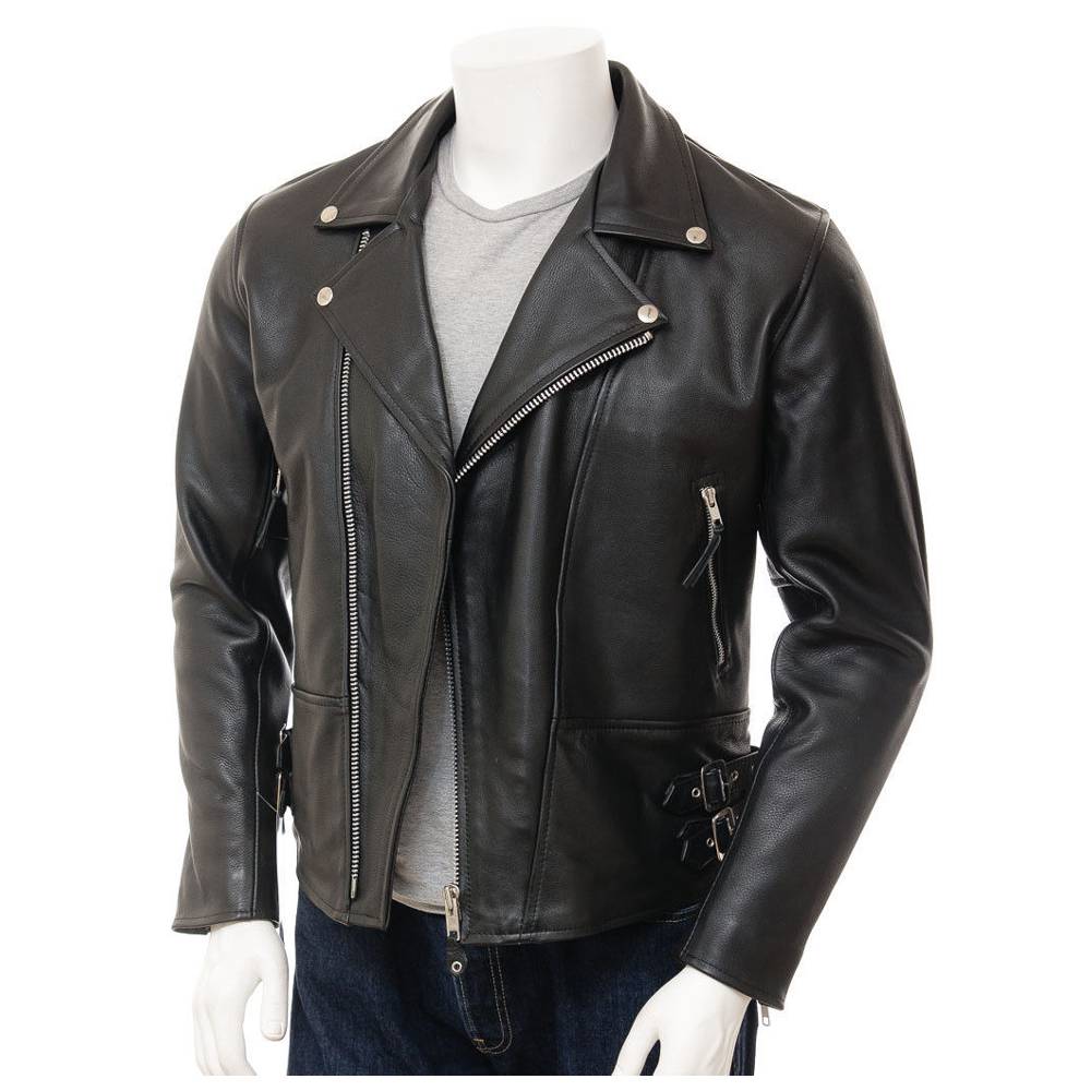 Real Leather Moto Slim Fit Biker Jacket for Mens - AMSEL LEATHERS