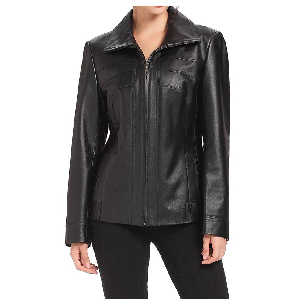 Women Lambskin Fashion Black Leather Jacket - AMSEL LEATHERS