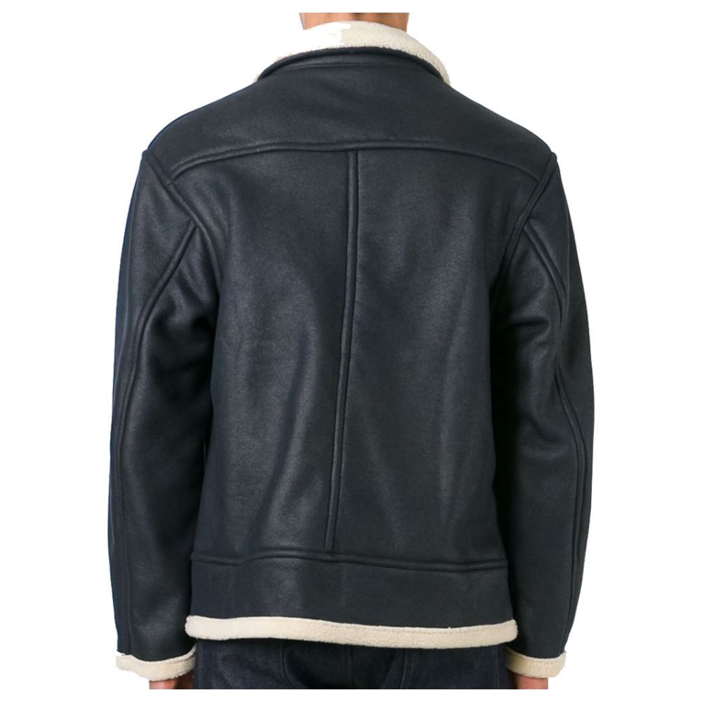 Men Genuine Leather Shearling Biker Jacket - AMSEL LEATHERS