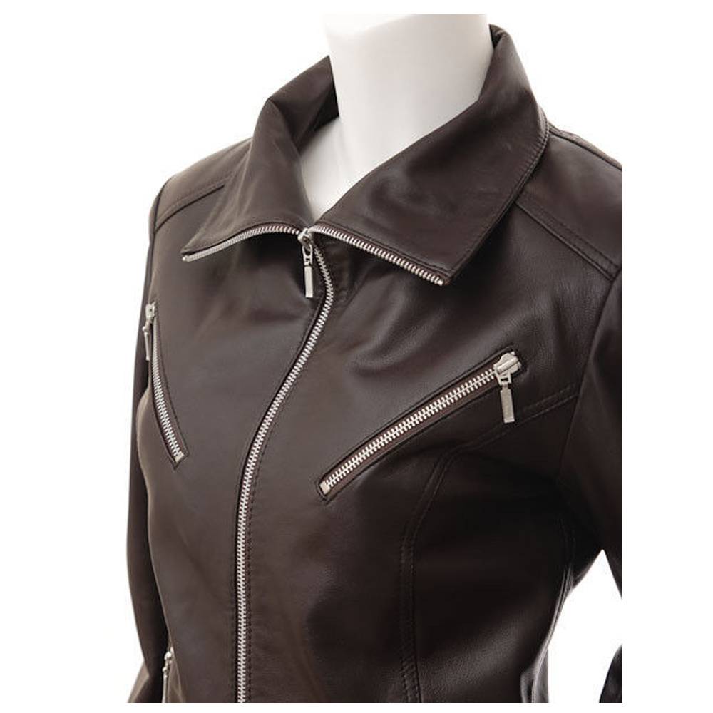 Women Retro Emma Peel Leather Jacket - AMSEL LEATHERS