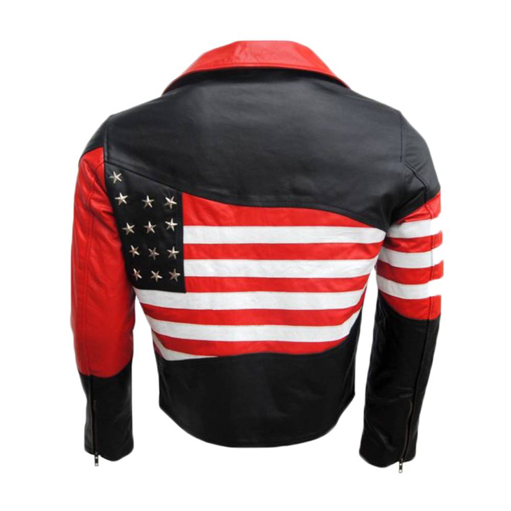 Men American flag Biker Leather Jacket - AMSEL LEATHERS