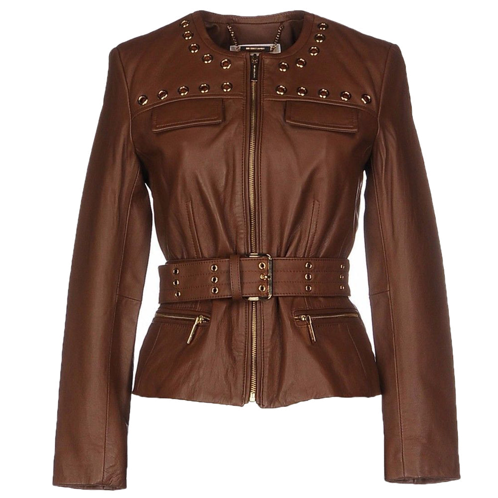 WOMEN GENUINE LEATHER BIKER JACKET - AMSEL LEATHERS