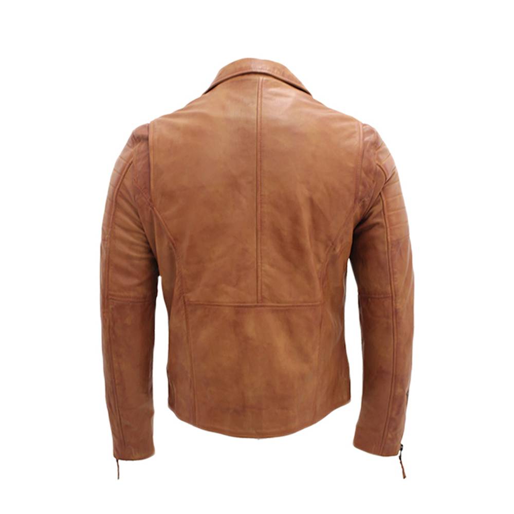 Men Brown LAPEL Quality Motorcycle Leather Jacket - AMSEL LEATHERS