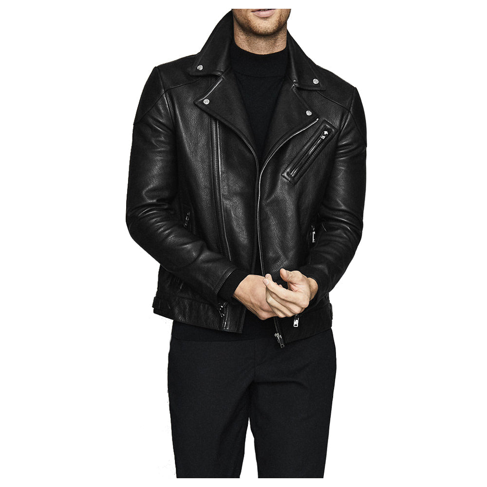 Men Fashion Biker Jacket Three Pocket Zipper - AMSEL LEATHERS