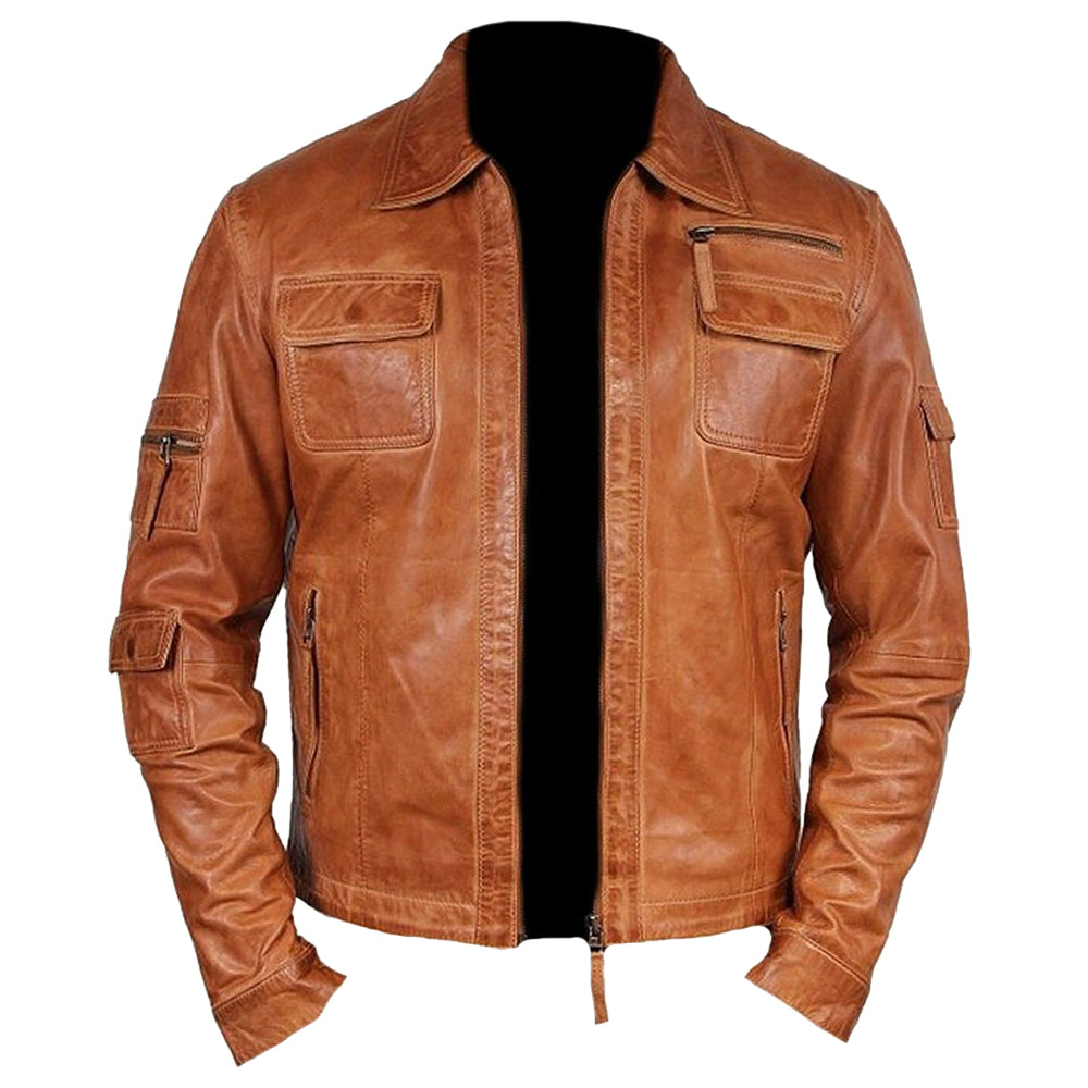 Vintage Brown Men Leather Fashion Jacket Classic Stunning - AMSEL LEATHERS