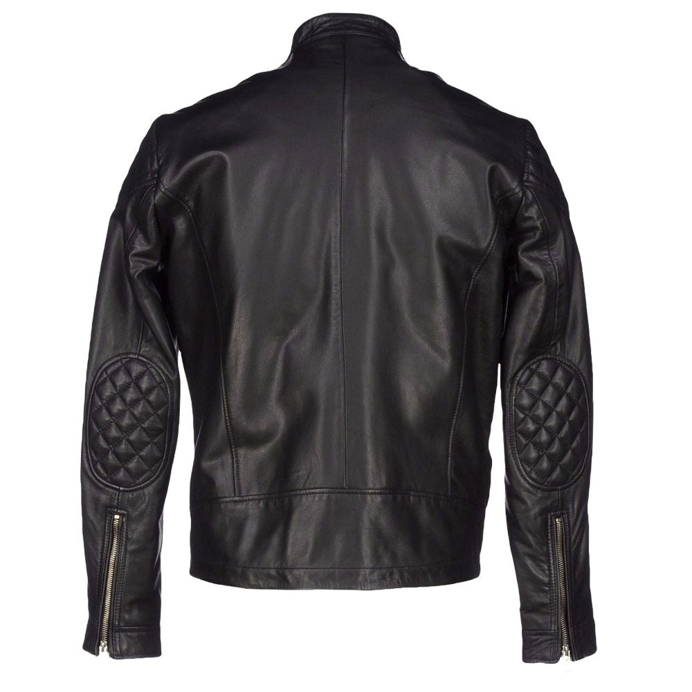 Quilted Shoulders Biker jacket - AMSEL LEATHERS