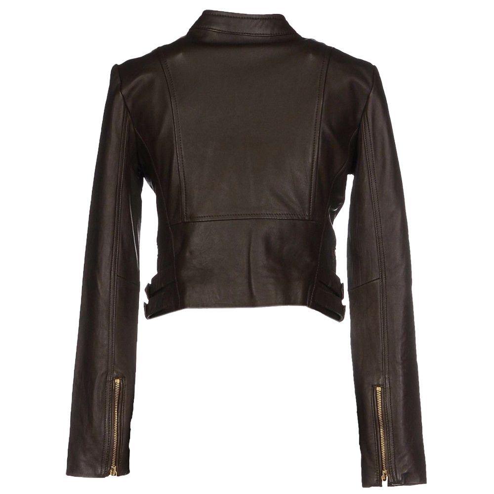 Women Golden Vintage Zipper Biker Leather Jacket - AMSEL LEATHERS