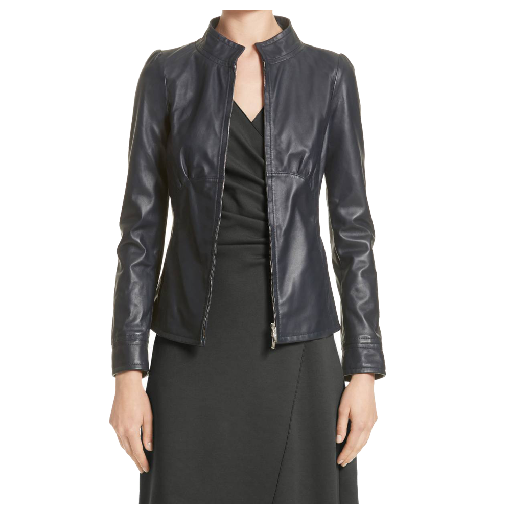 Women Lambskin Fashion Leather Jacket Black - AMSEL LEATHERS