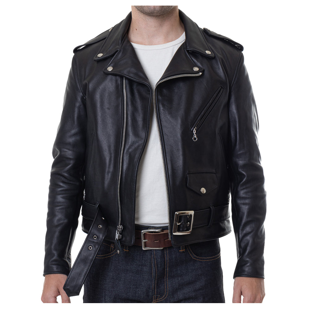 Men Motorcycle Classic Retro Leather Jacket Black Stunning - AMSEL LEATHERS