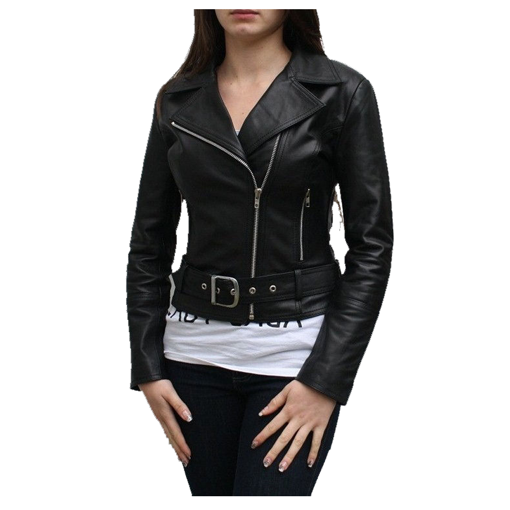 Women Short Body Classic Biker Leather Jacket - AMSEL LEATHERS