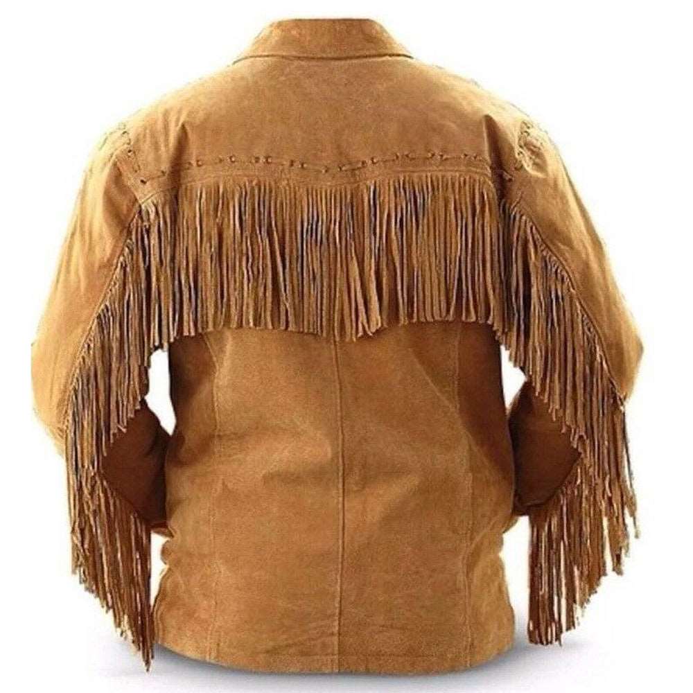 Cowboy Western Brown Suede Leather Fringe Jacket - AMSEL LEATHERS