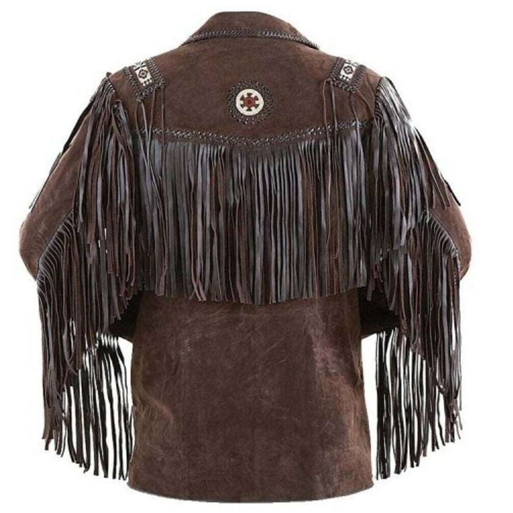 Dark Brown Leather Western Cowboy Jacket - AMSEL LEATHERS