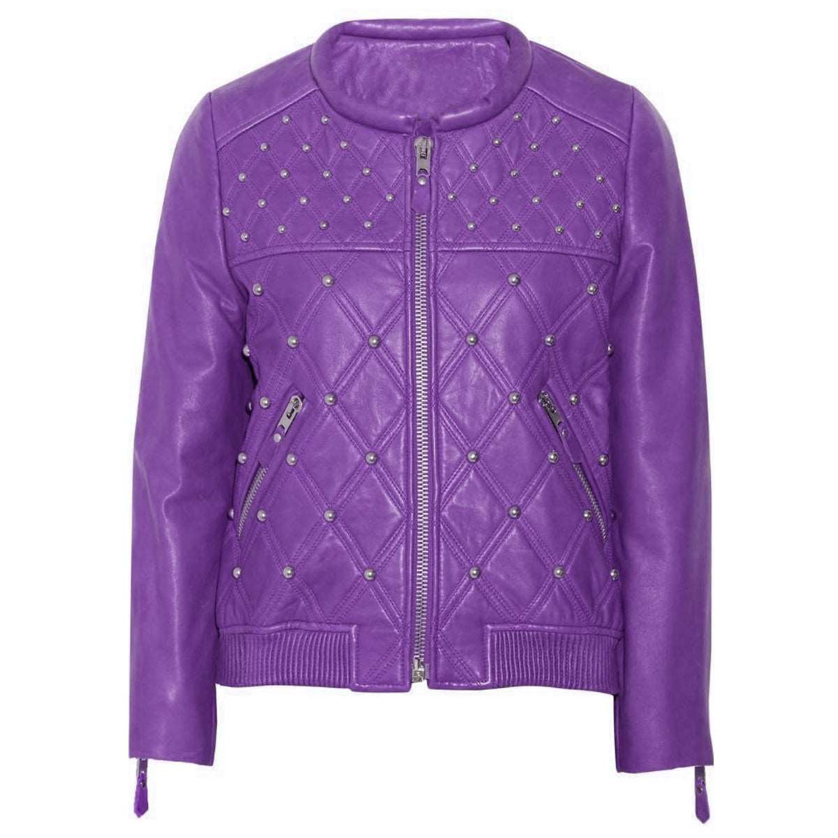 Customized Women Genuine Leather Purple Jacket - AMSEL LEATHERS