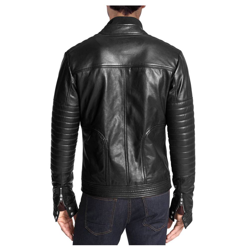 Men Zipper Fashion Black Leather Jacket - AMSEL LEATHERS