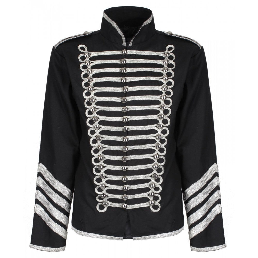 Military Drummer Silver Gold Jacket Men Gothic Army Band Jacket - AMSEL LEATHERS