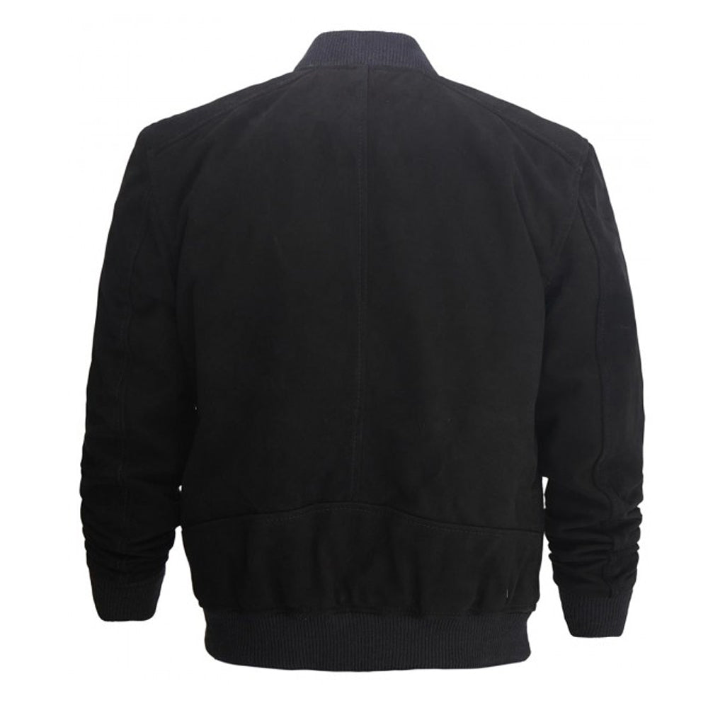 Men Black Suede Bomber Leather Jacket - AMSEL LEATHERS