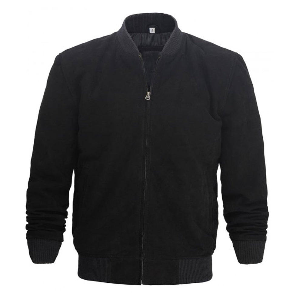 Men Black Suede Bomber Leather Jacket - AMSEL LEATHERS