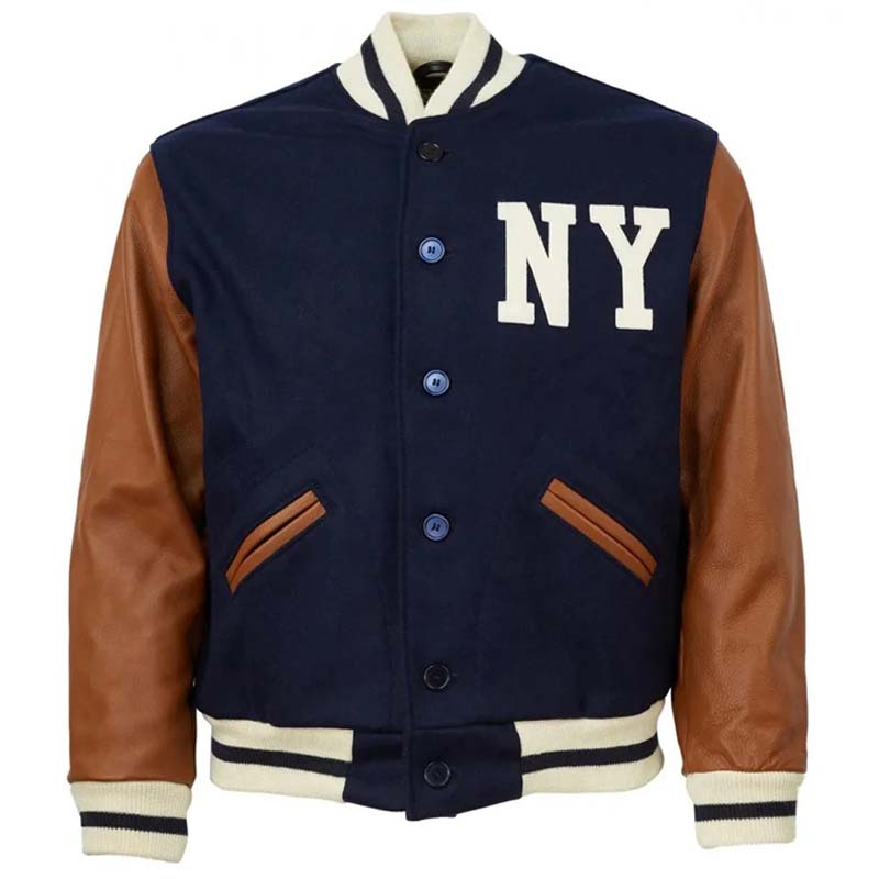 1940 NY Yankees Varsity Blue and Brown Jacket - AMSEL LEATHERS