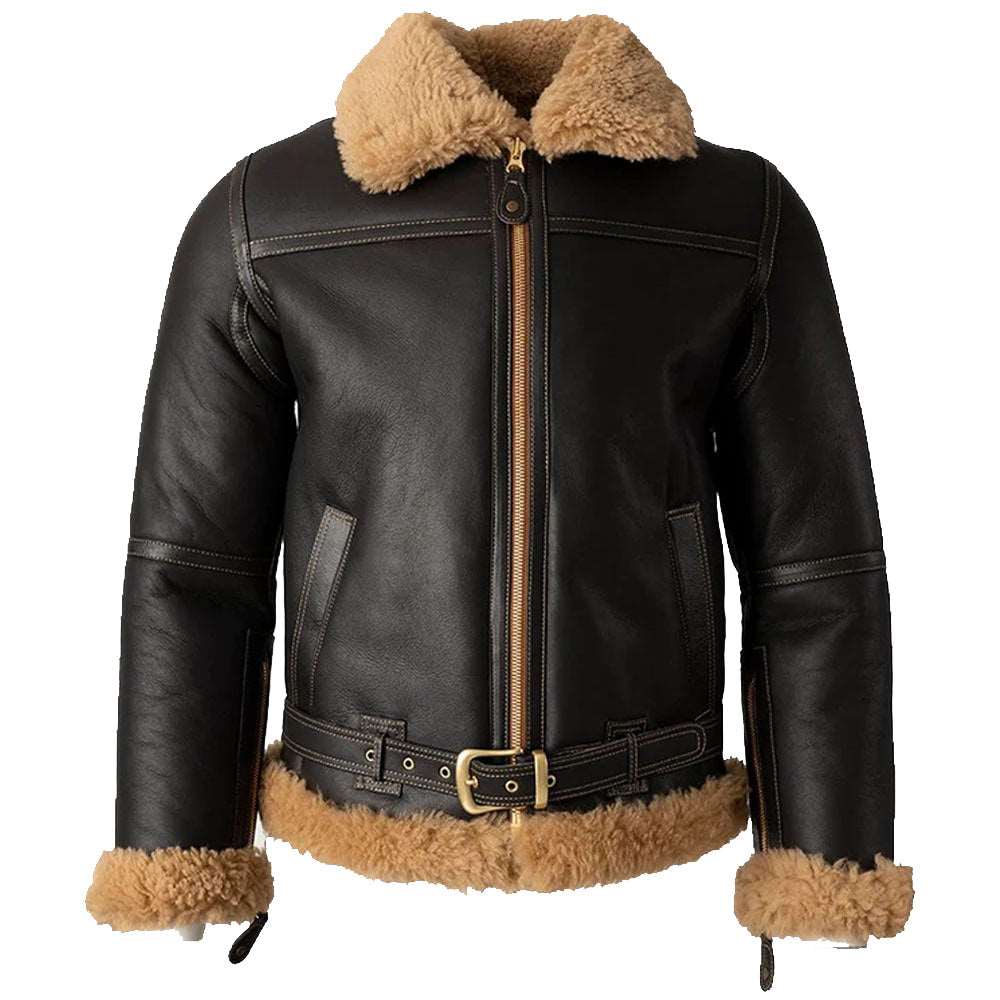 B3 Bomber Shearling Fur Jacket - 1940s Battle - AMSEL LEATHERS