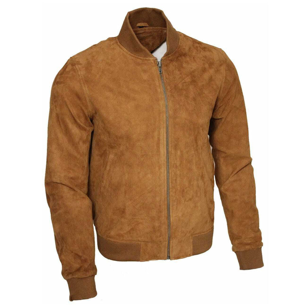 Men Brown Western Bomber Suede Leather Jacket - AMSEL LEATHERS