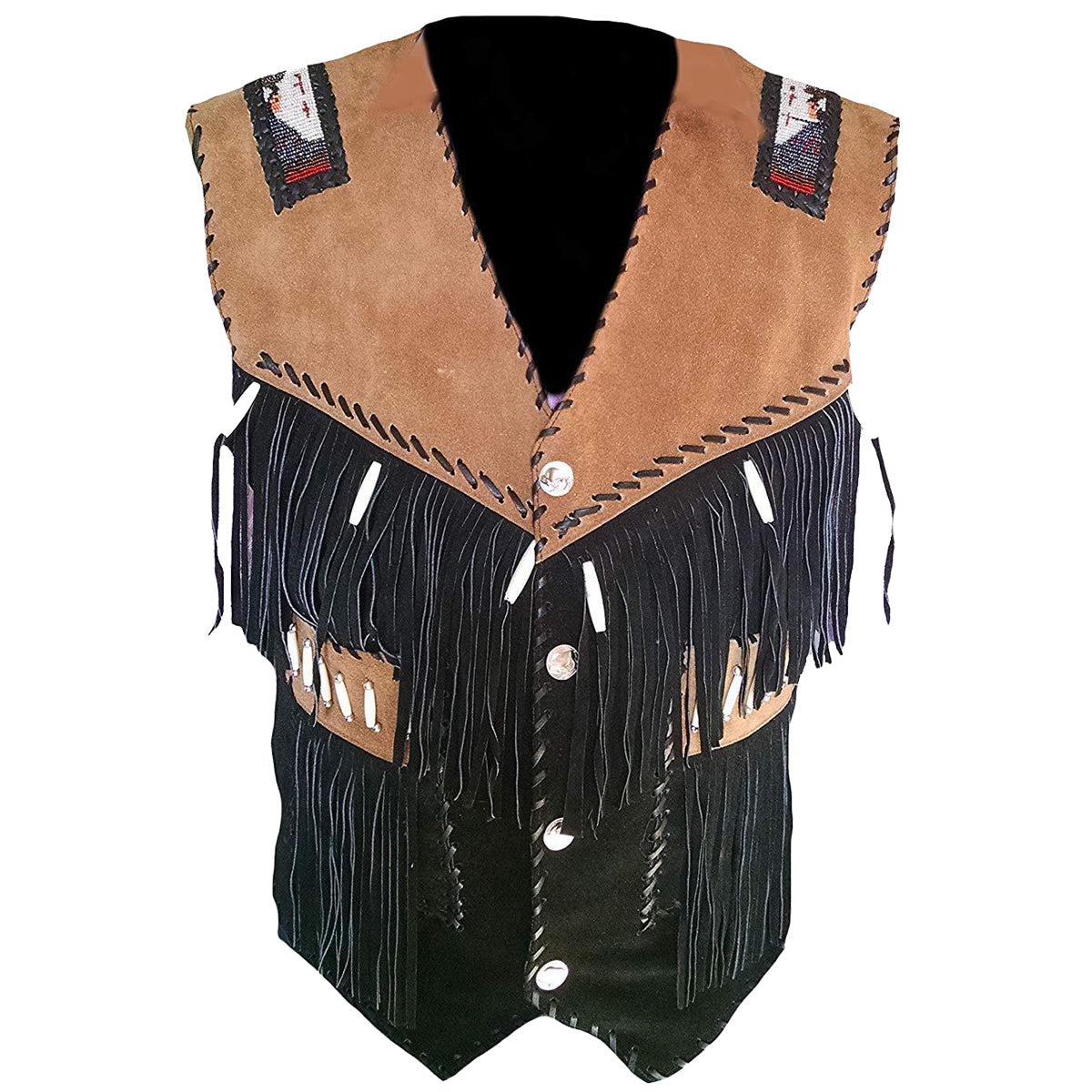 Men Western Fringes Suede Leather Vest - AMSEL LEATHERS