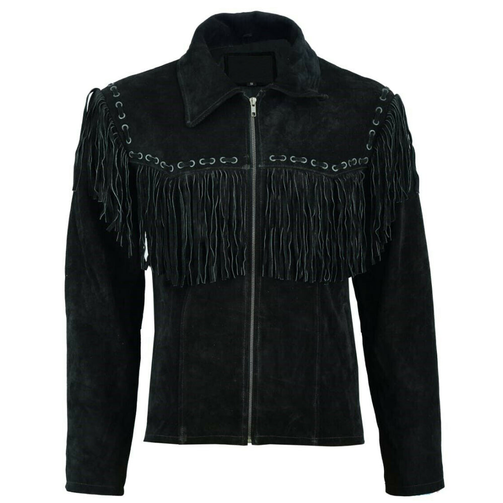 Men Suede Leather Western Jacket - AMSEL LEATHERS