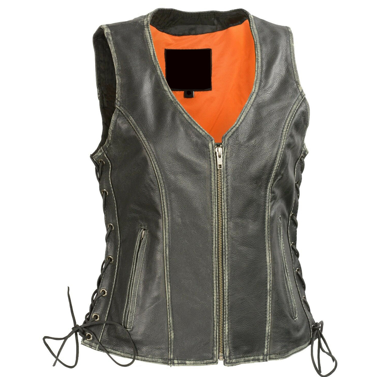 Women Gun Pocket Fashion Leather Vest - AMSEL LEATHERS