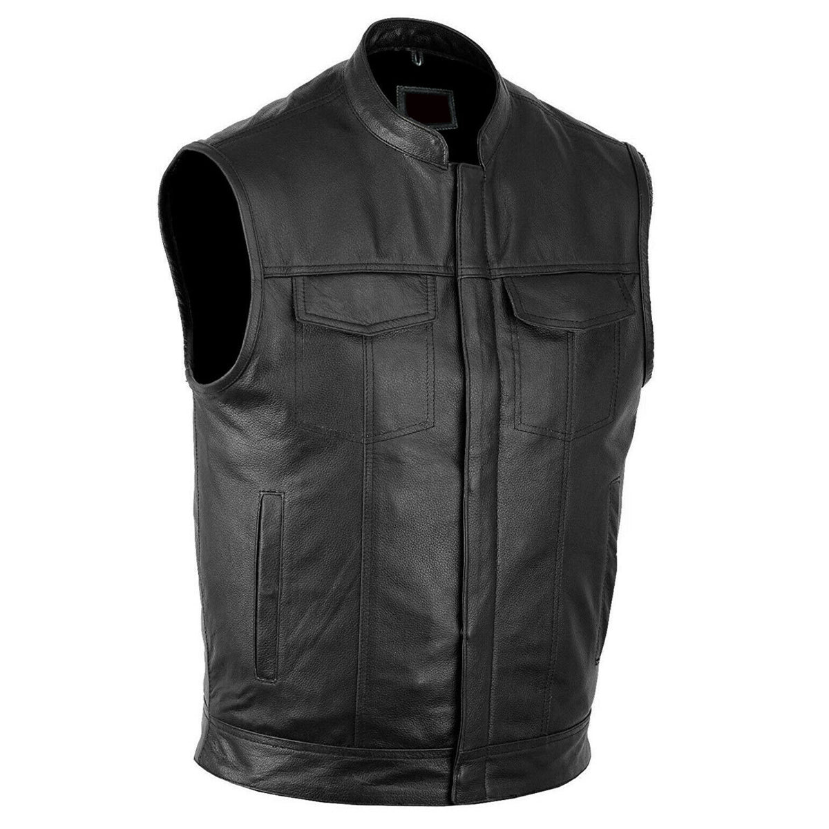 Men Motorcycle Club Leather Vest - AMSEL LEATHERS