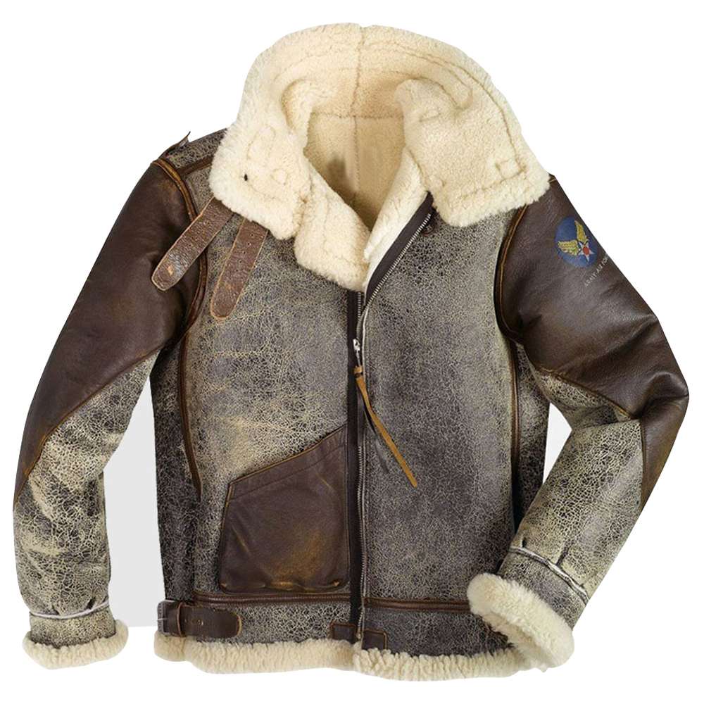 B3 Vintage Distressed Leather Bomber Jacket - AMSEL LEATHERS