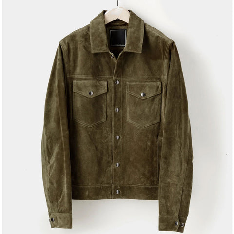 men's brown leather shirt soren side angle