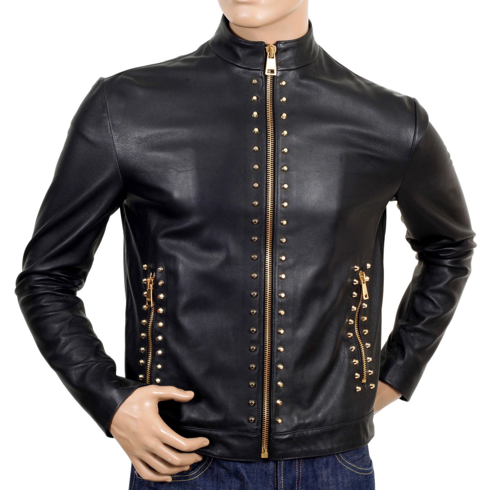 New Men's top Black Soft Cowhide Leather Studded Jacket 2021 - AMSEL LEATHERS