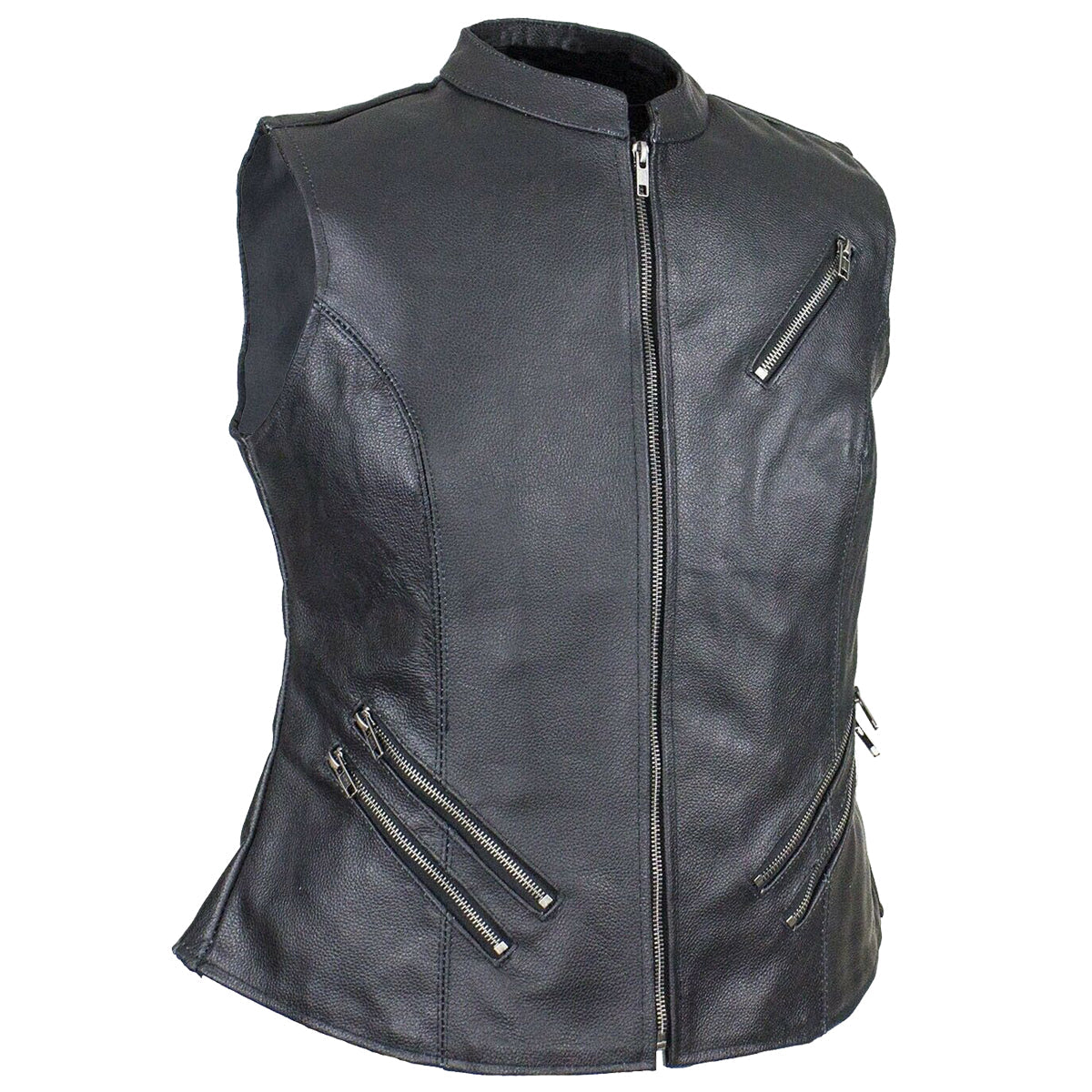 Womens Genuine Cowhide Leathers Motorcycle Vest - AMSEL LEATHERS